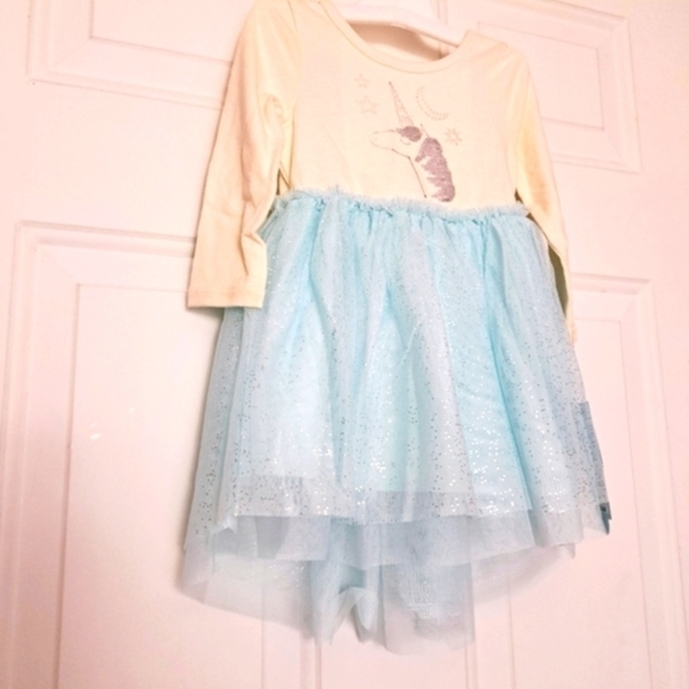 Cat and Jack Toddler Sparkle Tutu Unicorn Long Sleeve  Dress Sz 12M - Picture 2 of 8